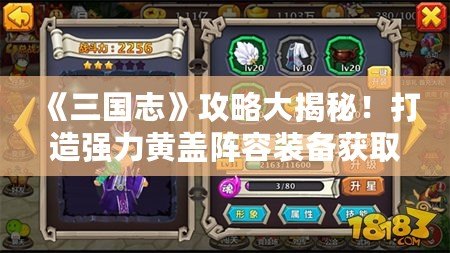 《三國(guó)志》攻略大揭秘！打造強(qiáng)力黃蓋陣容裝備獲取秘籍！