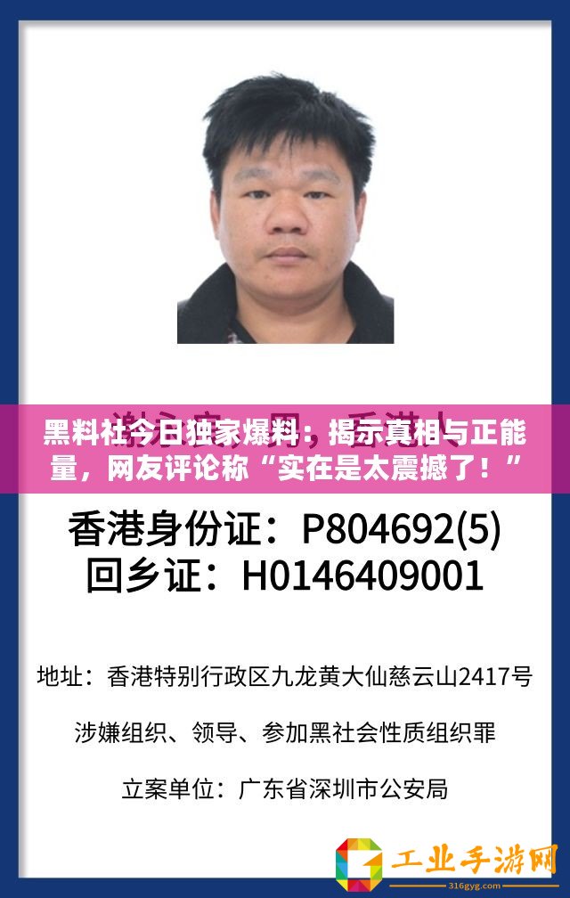 黑料社今日獨(dú)家爆料：揭示真相與正能量，網(wǎng)友評(píng)論稱“實(shí)在是太震撼了！”