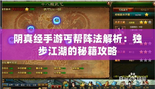 陰真經(jīng)手游丐幫陣法解析：獨步江湖的秘籍攻略